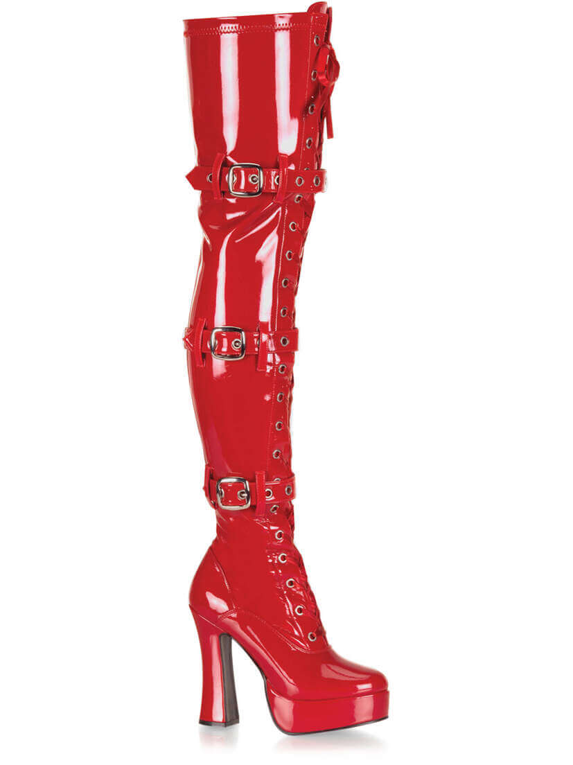 Red patent thigh high boots on sale