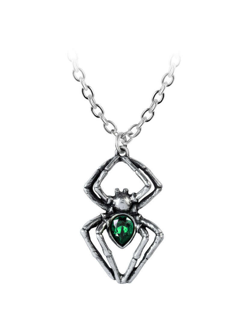 Emerald Spiderling Pendant Necklace