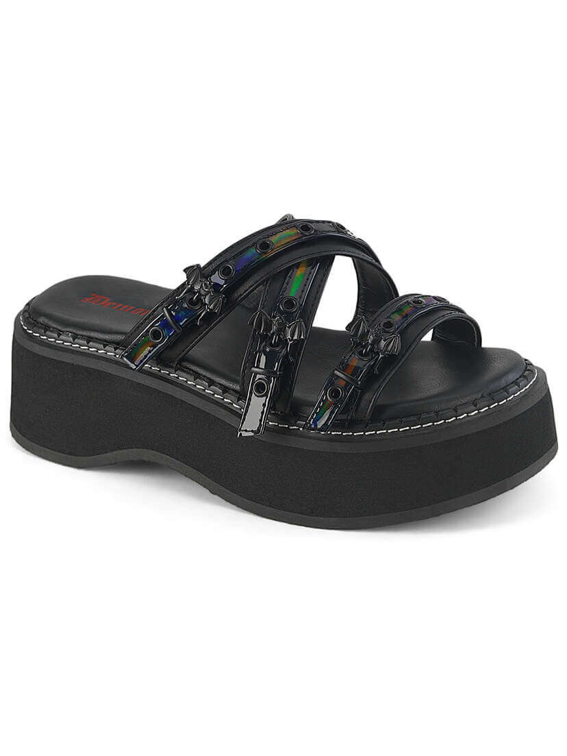 Emily-07 Platform Sandals with Iridescent Straps