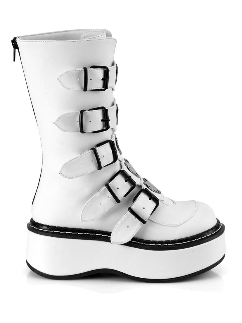 EMILY-330 White Mid-calf Boots