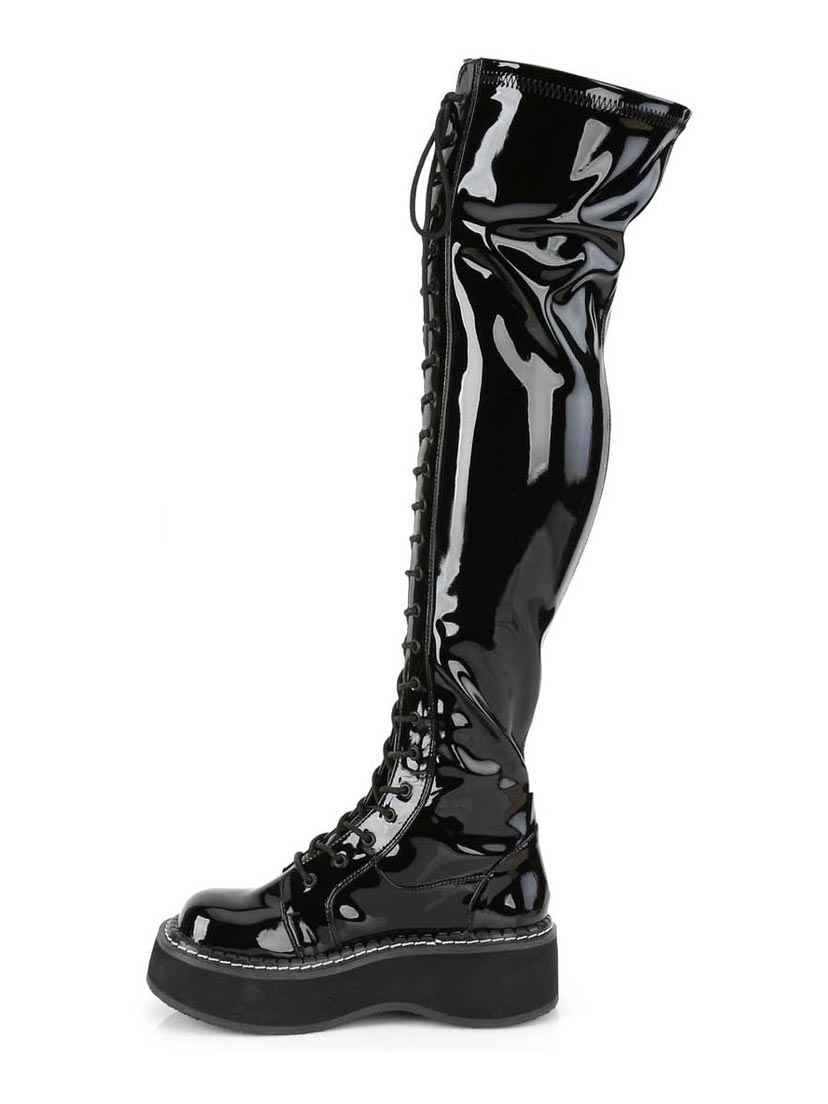 EMILY-375 Black Patent Boots