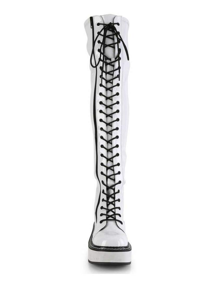 EMILY-375 White Thigh-High Boots