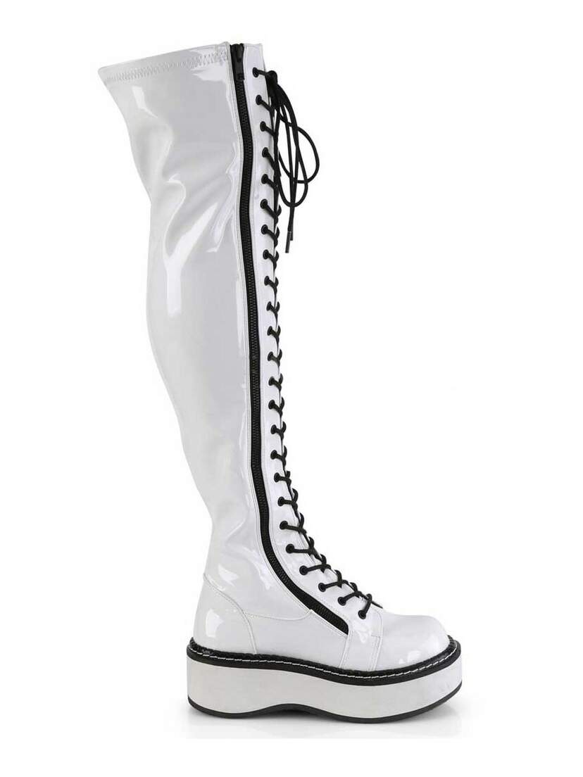 EMILY-375 White Thigh-High Boots
