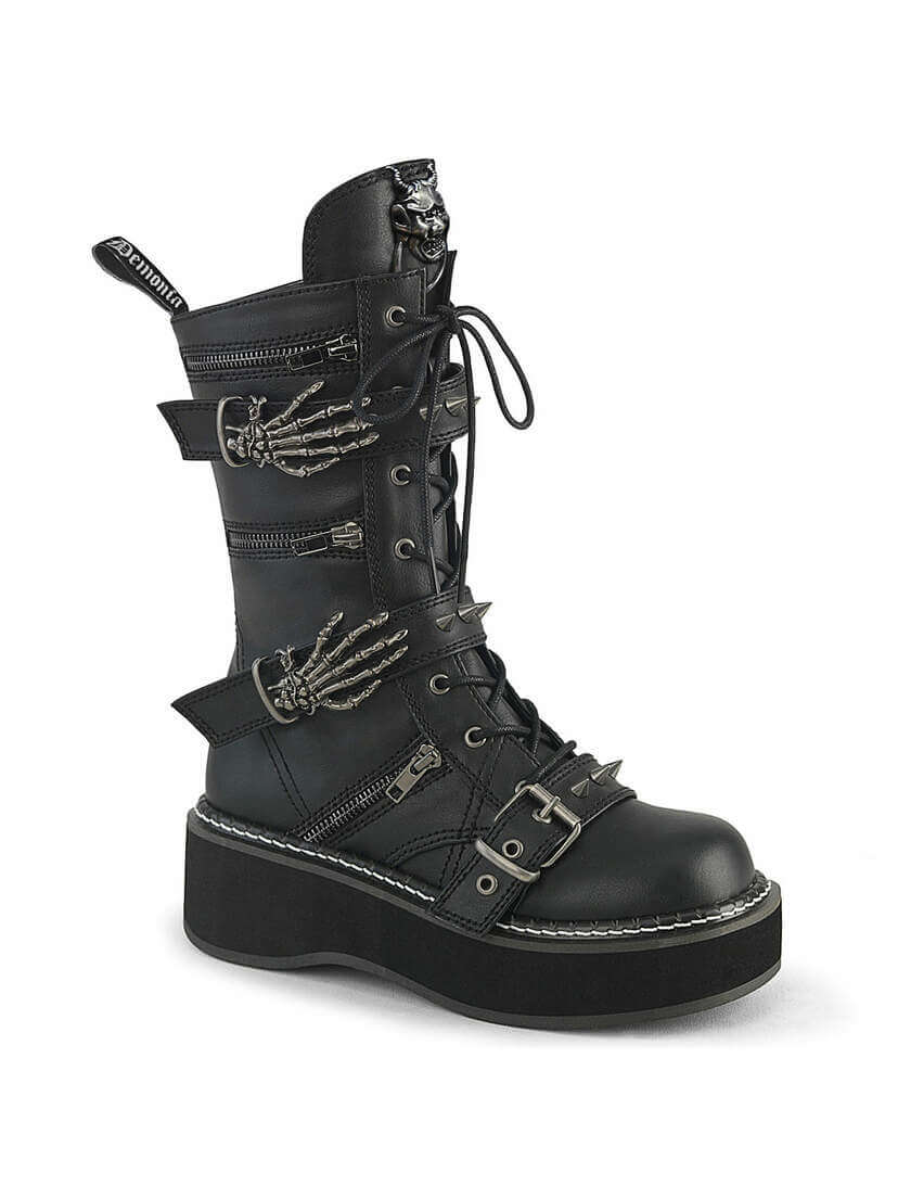 Emily-82 Skeleton Buckle Platform Boots