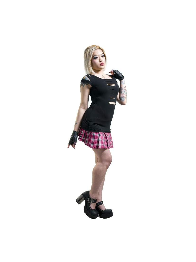 Erinys Slashed Black Jersey Top