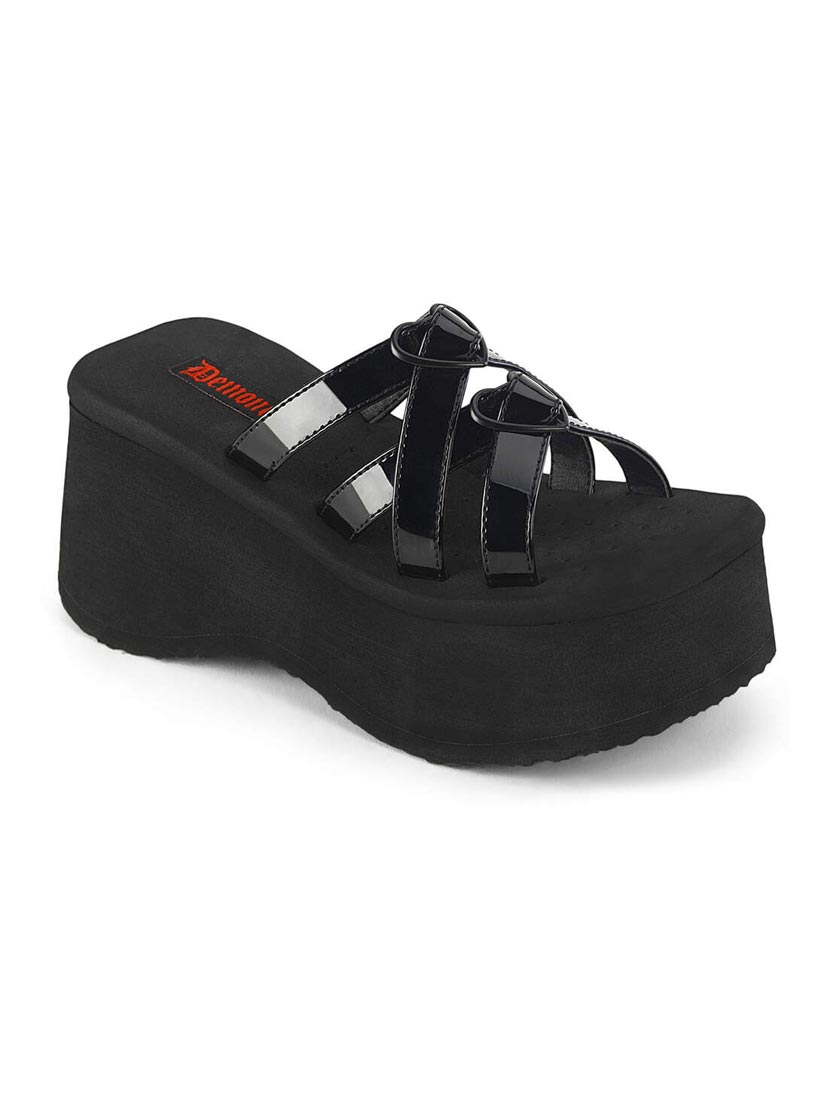 FUNN-15 Black Heart Platform Sandals