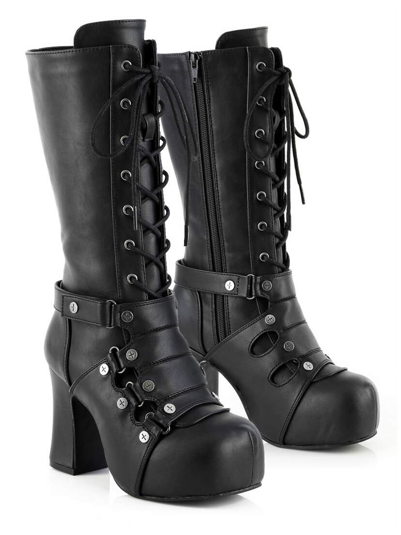 Gothika-152 Platform Boots with Wraparound Straps