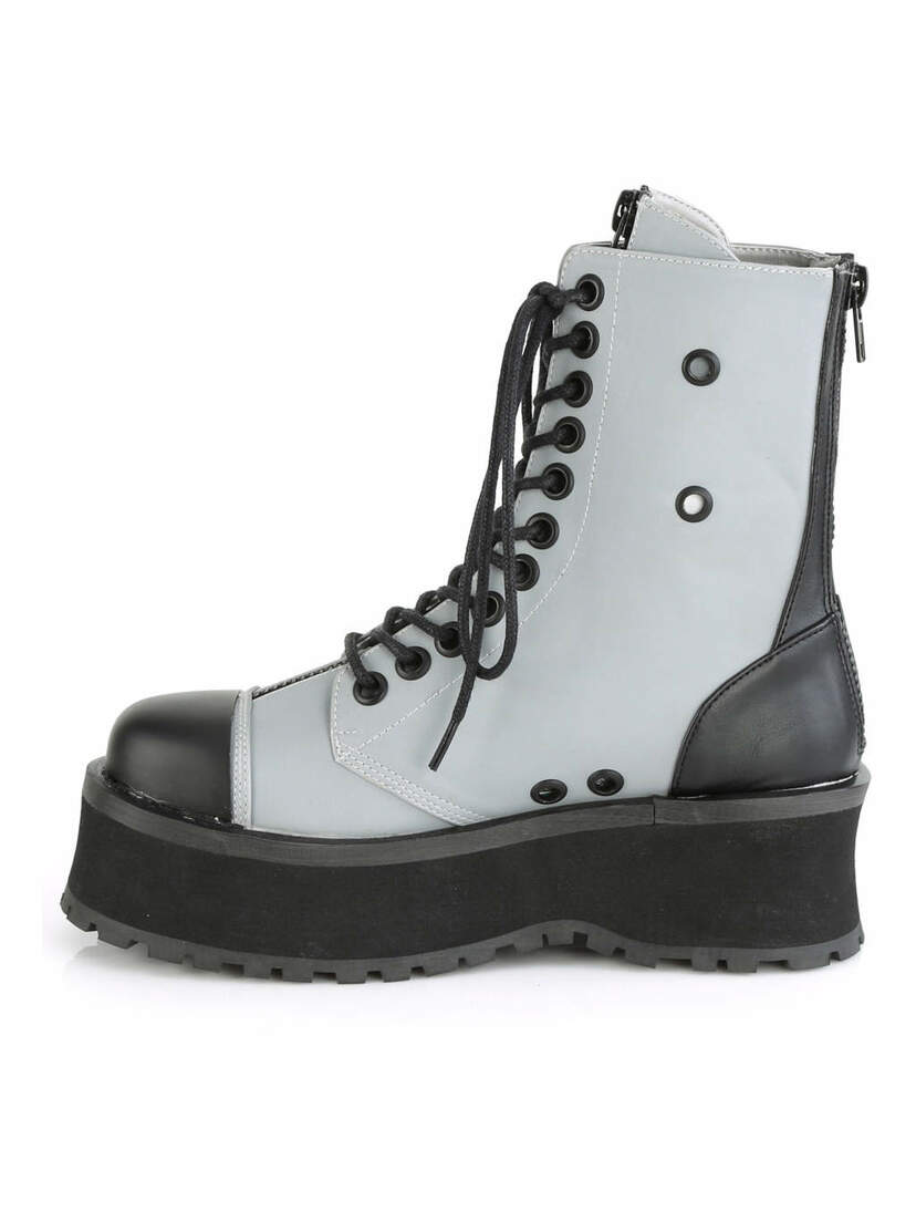 GRAVEDIGGER-10 Grey Reflective Platform Boots