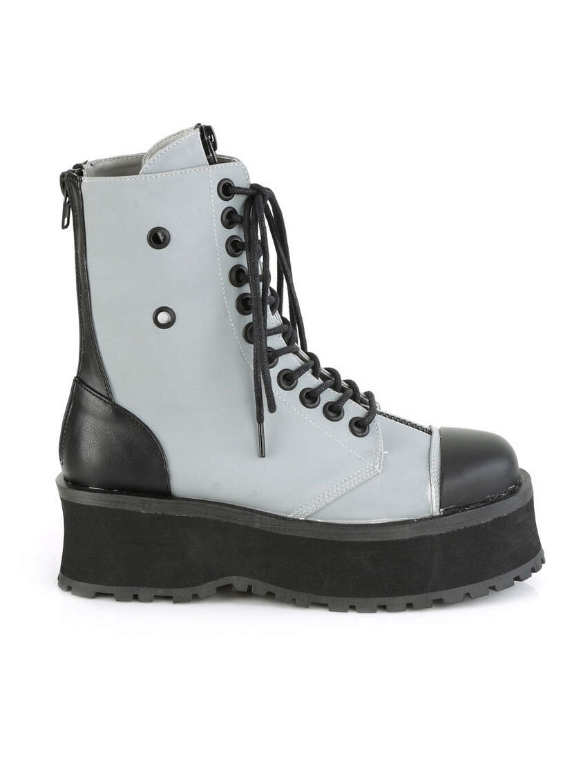 GRAVEDIGGER-10 Grey Reflective Platform Boots