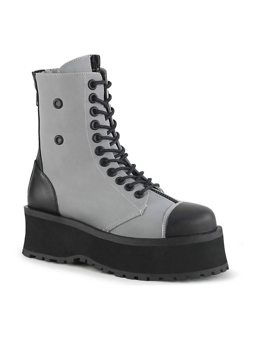 GRAVEDIGGER-10 Grey Reflective Platform Boots