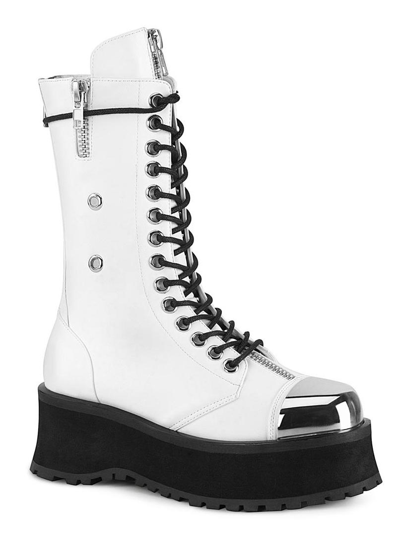 GRAVEDIGGER-14 Men's White Platform Boots
