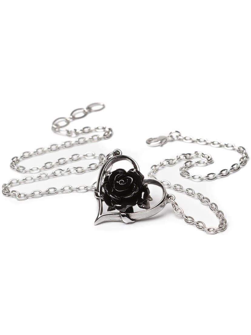 Heart of Blackness Pendant Heart & Rose Necklace