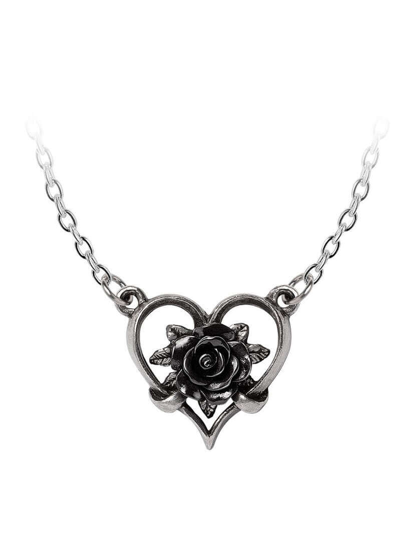 Heart of Blackness Pendant Heart & Rose Necklace