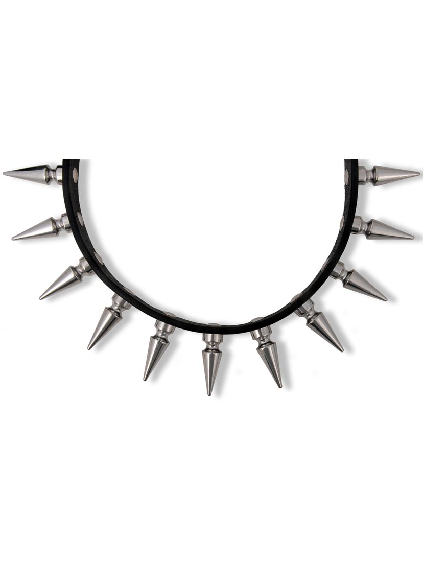 1 1/8 Inch Spiked Leather Choker