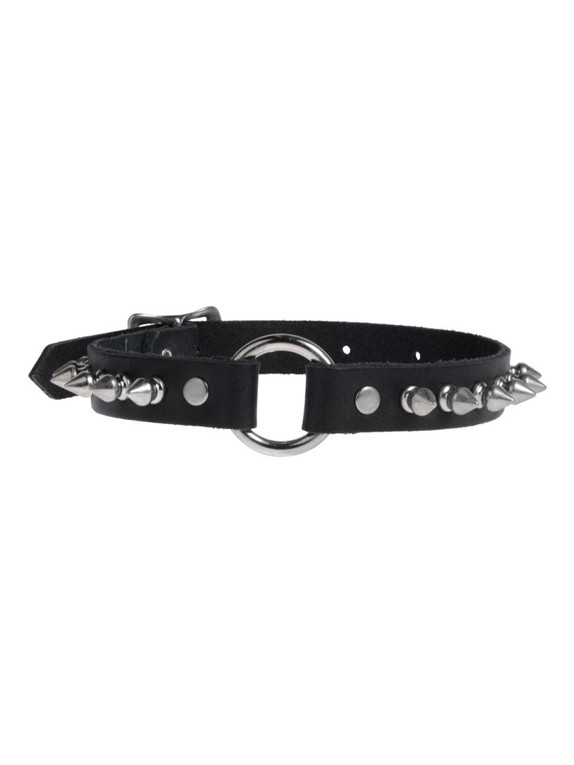 O-ring and Spike Leather Choker