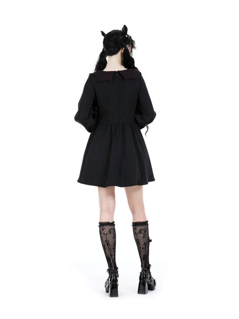 Lily Long Sleeve Gothic Dress with Bat wing lapels
