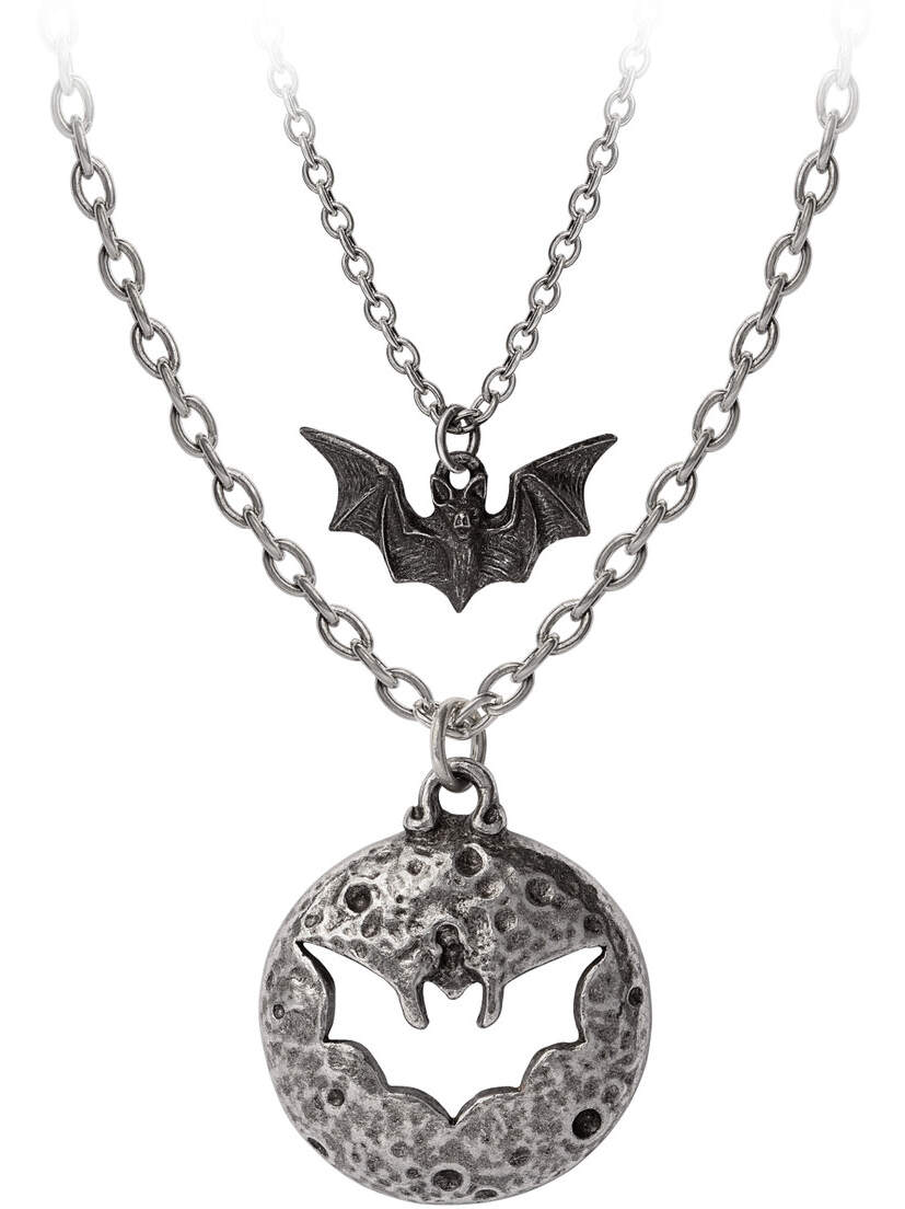 Luna Roost Dual Bat and Moon Necklace