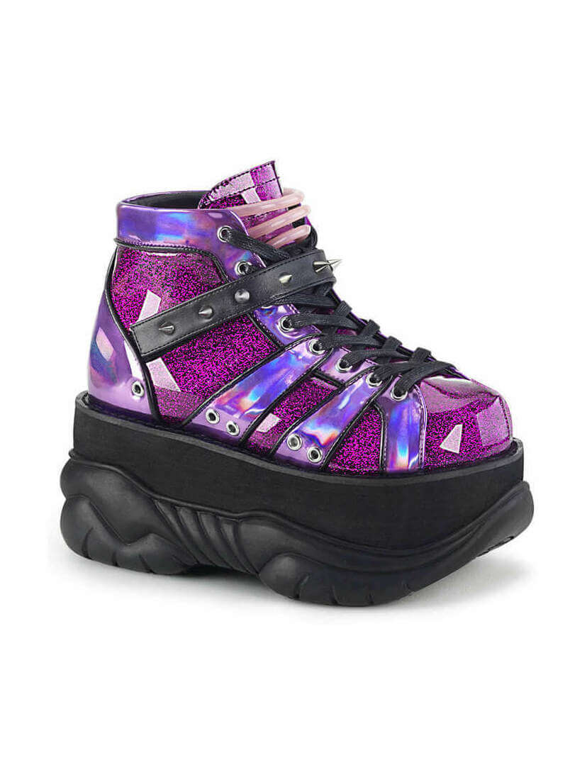 NEPTUNE-100 Purple Glitter Platform Shoes
