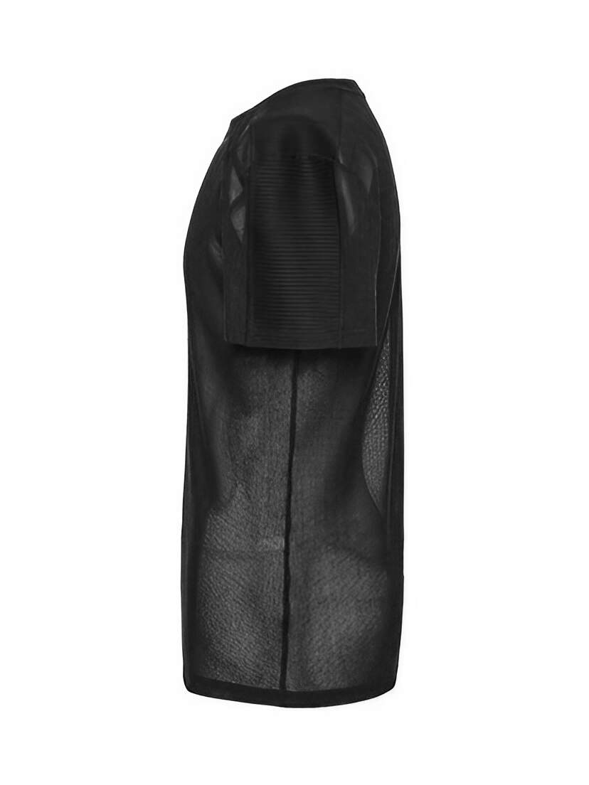 Nightfold Men’s Black Mesh Shirt Black mesh short sleeve shirt shown in side view on a white background