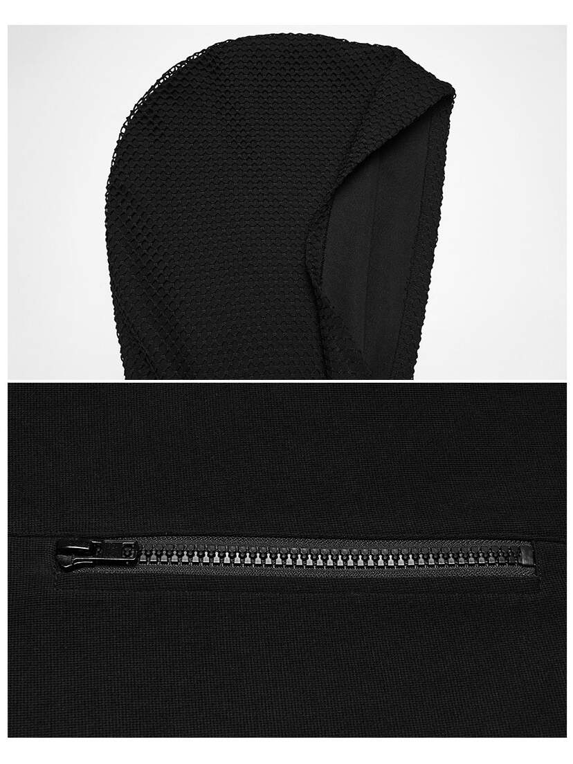 Nightwire Pull-Over Hoodie Black pullover hoodie with a textured hood and a front zip pocket