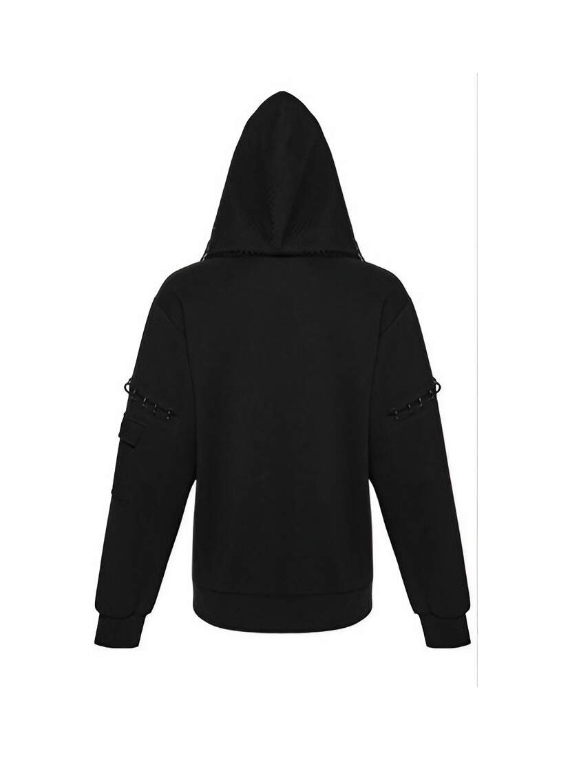 Nightwire Pull-Over Hoodie Black pullover hoodie shown from the back with hood and long sleeves
