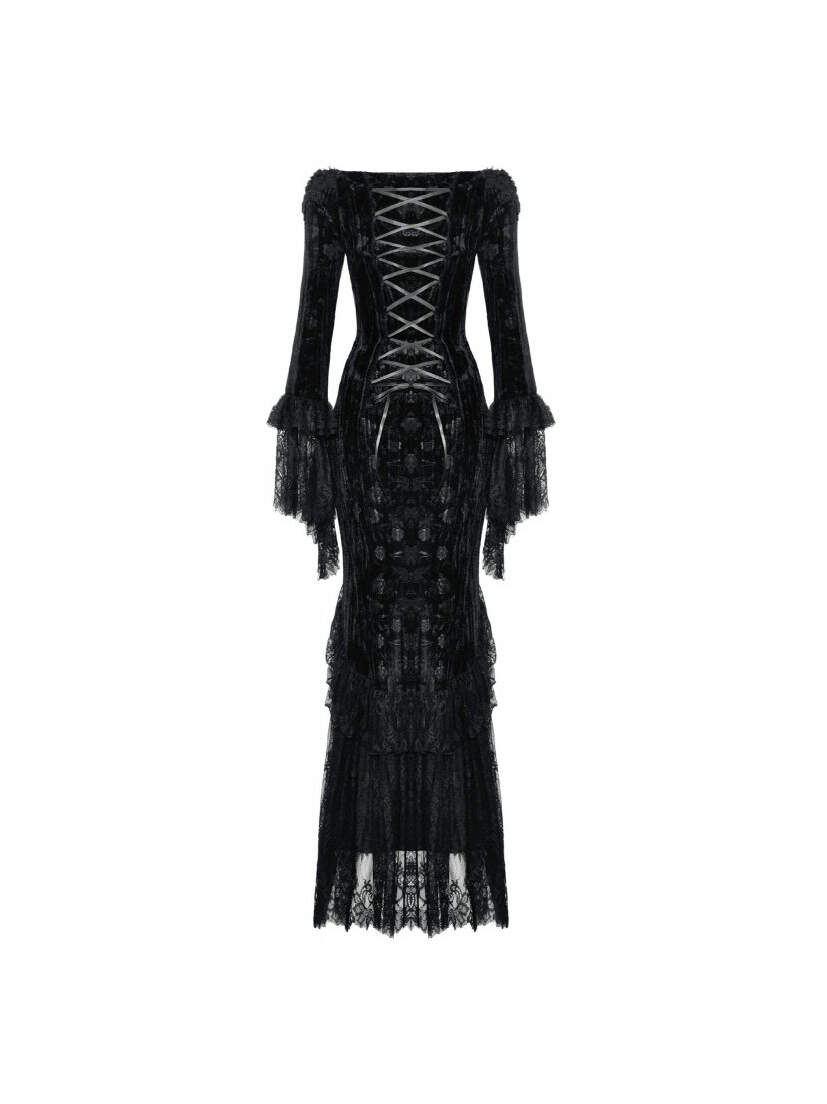 Nocturne Veil Victorian Gothic Long Dress