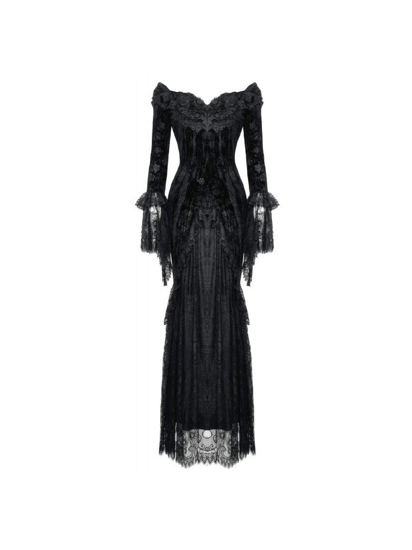 Nocturne Veil Victorian Gothic Long Dress