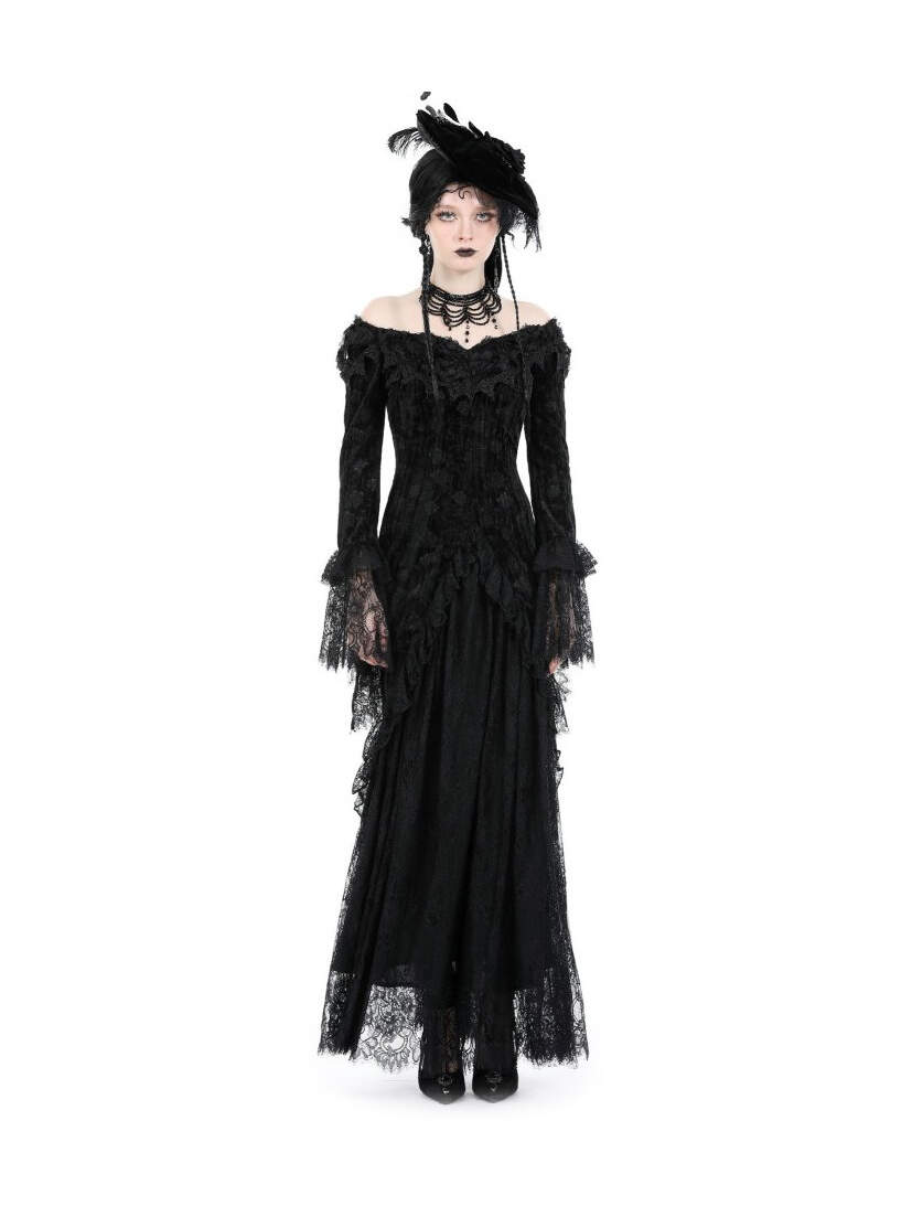 Nocturne Veil Victorian Gothic Long Dress