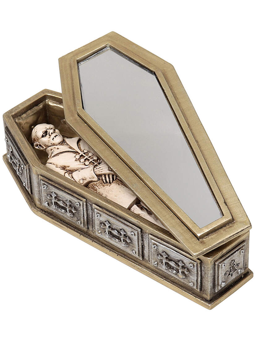 Gothic Nosferatu Figurine with Vampire Casket