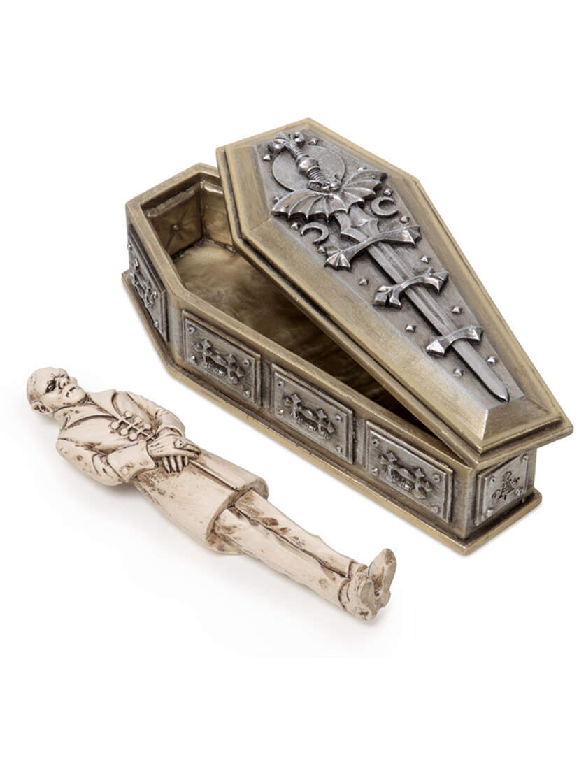 Gothic Nosferatu Figurine with Vampire Casket