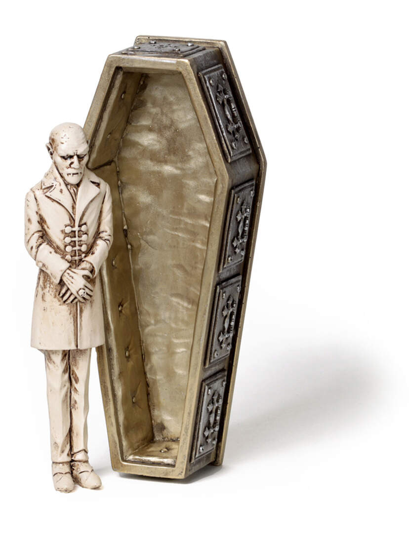 Gothic Nosferatu Figurine with Vampire Casket