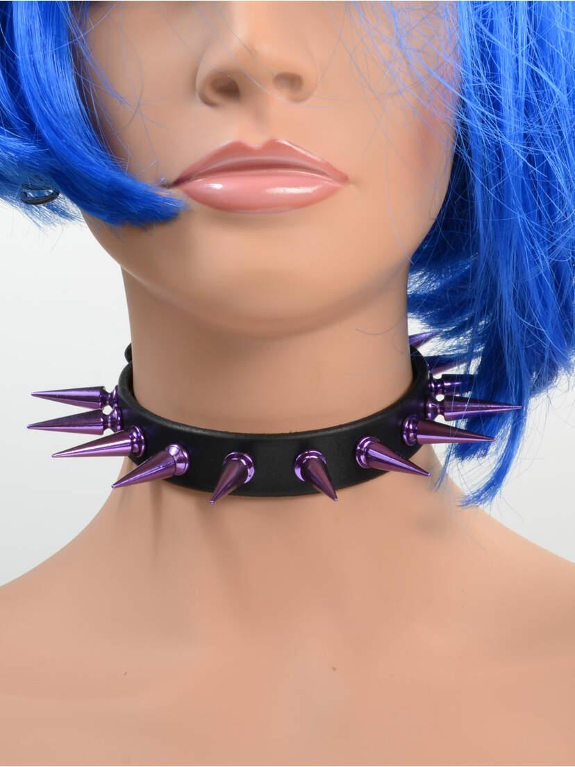 Rivithead Purple Spiked Leather Choker