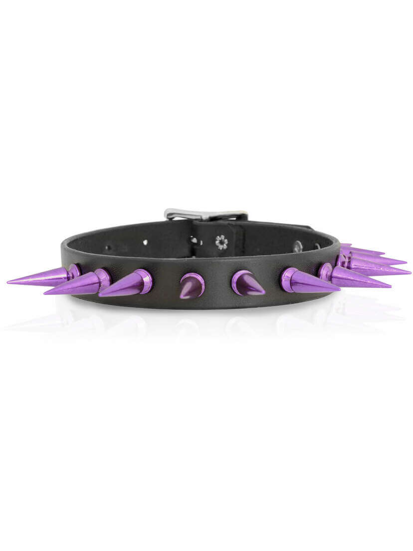 Rivithead Purple Spiked Leather Choker