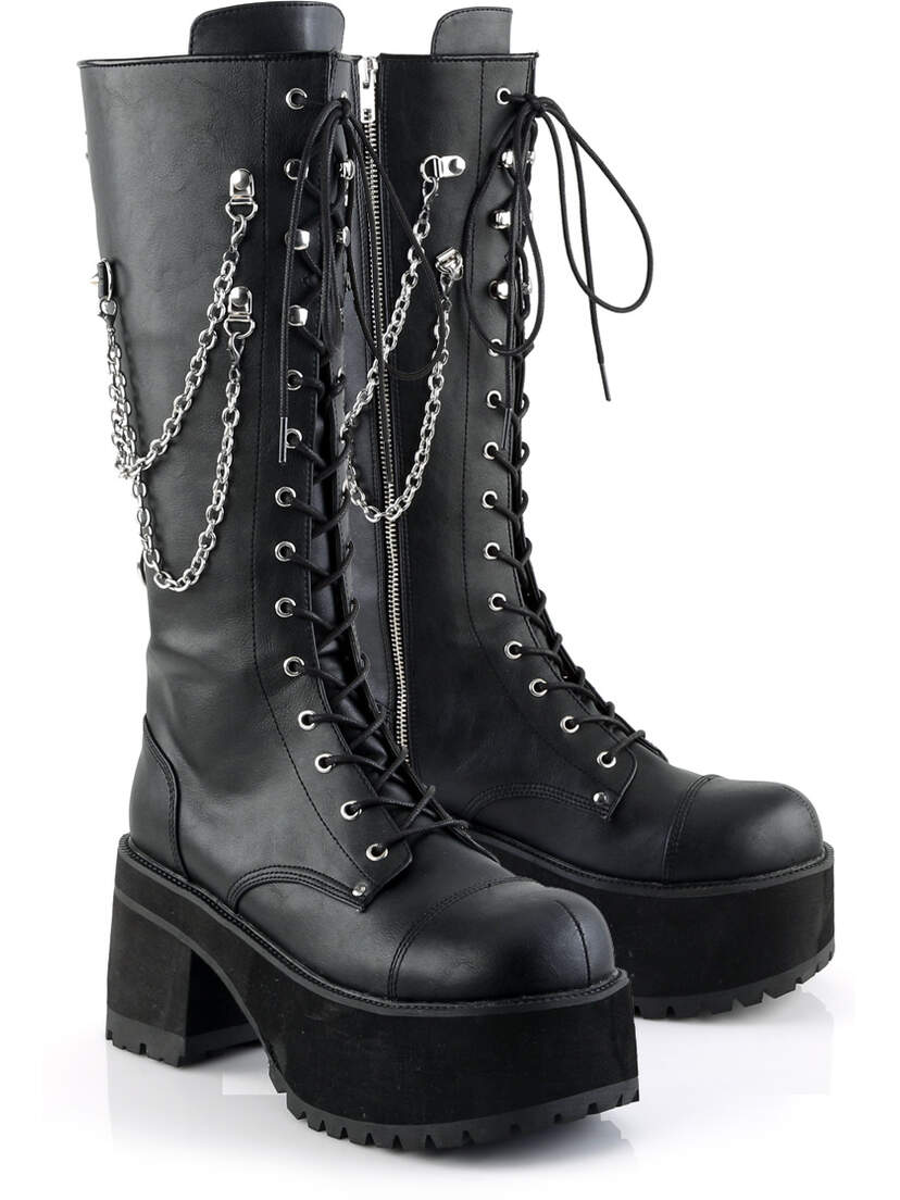 Ranger-303 black platform boots with chains