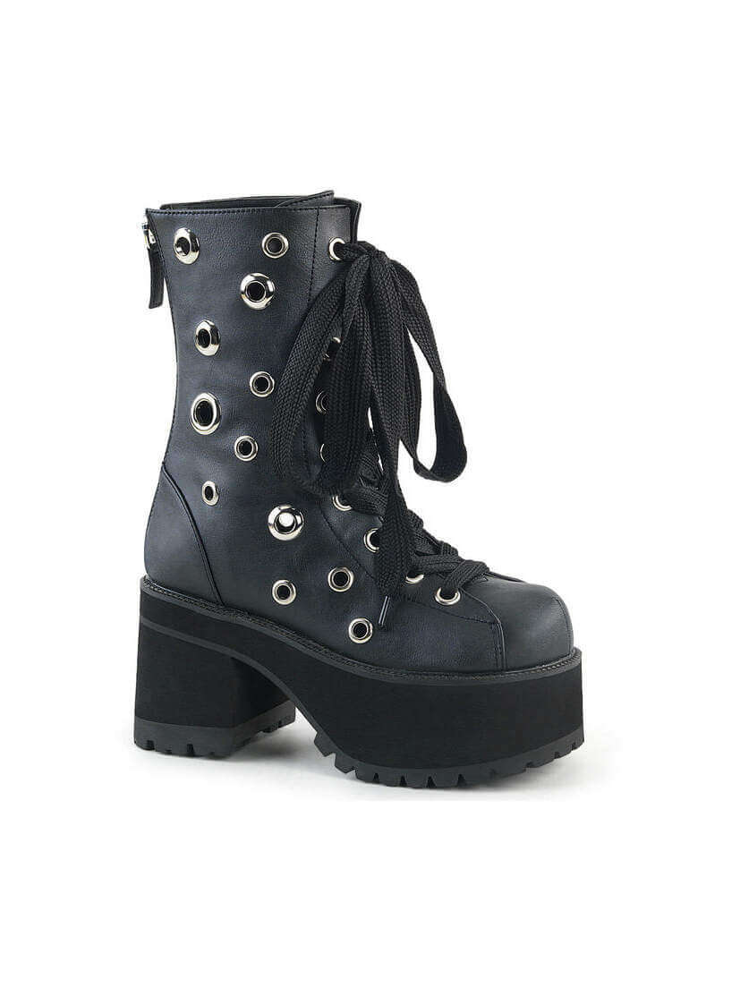 RANGER-310 black platform boots with grommets