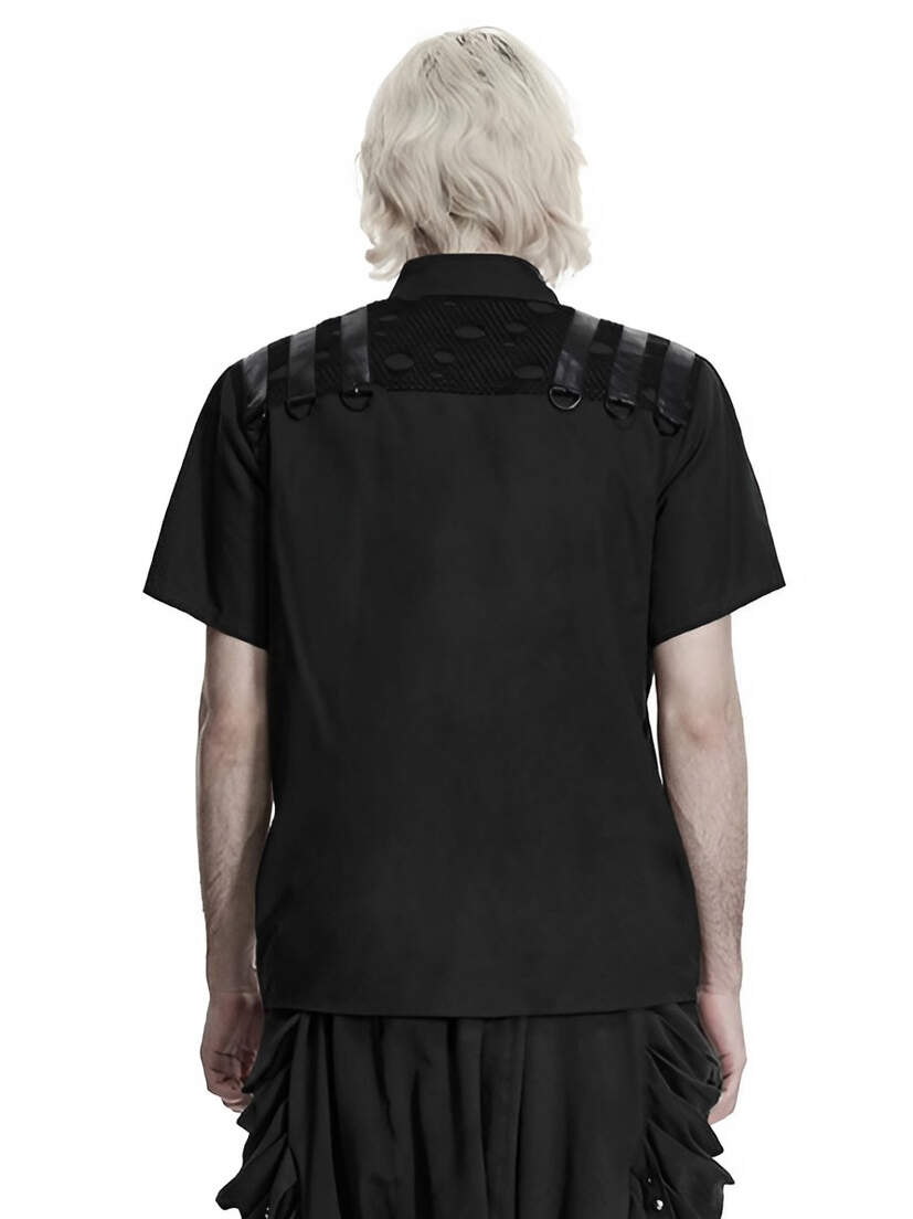 Reactor Men's Industrial Shirt Black short sleeve shirt shown from the back on a model with light hair.