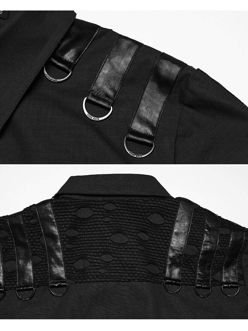 Reactor Men's Industrial Shirt Black men's industrial shirt with D-ring straps and textured back panel