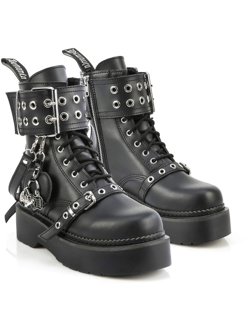 REBEL-52 Platform Combat Boots with Heart Charm