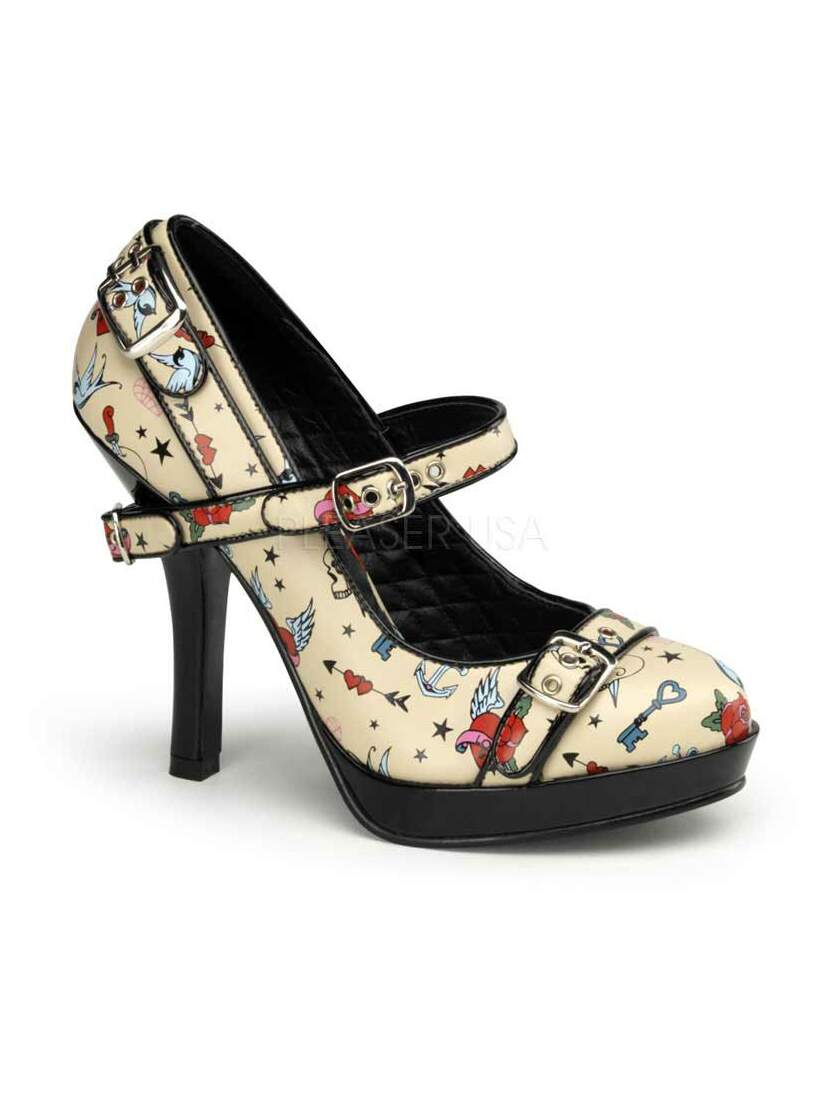 SECRET-14 Tattoo Print Pumps SECRET-14 Tattoo Print Pumps