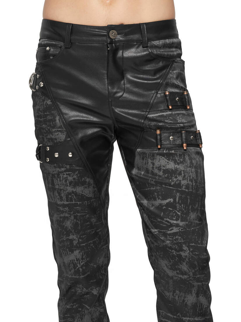 Front view of Shadow Infantry Pants in black with cargo pockets, zippers, and textured fabric details