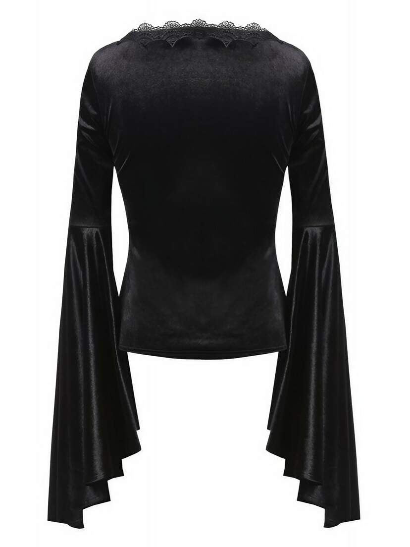 Shadowveil Bell Sleeve Gothic Top