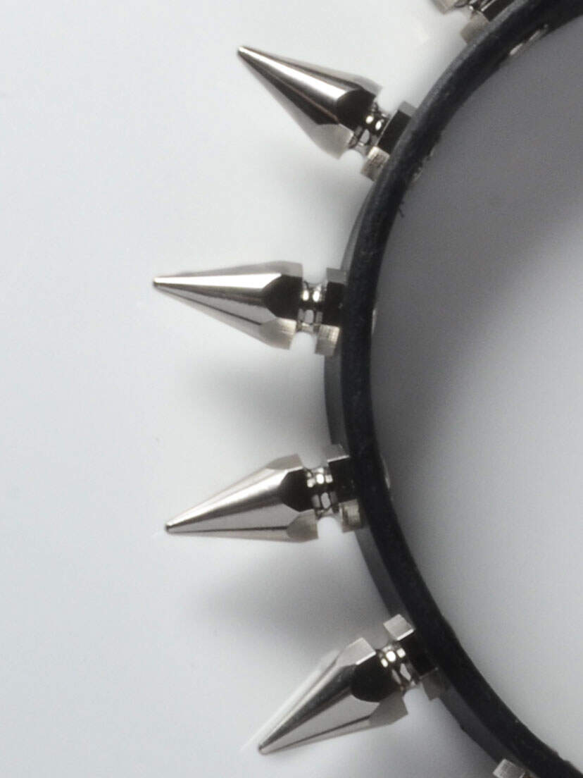 Short Hex Spike Leather Choker