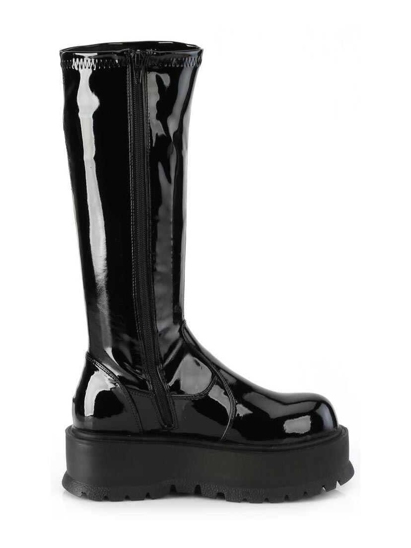 SLACKER-200 Black Patent Boots