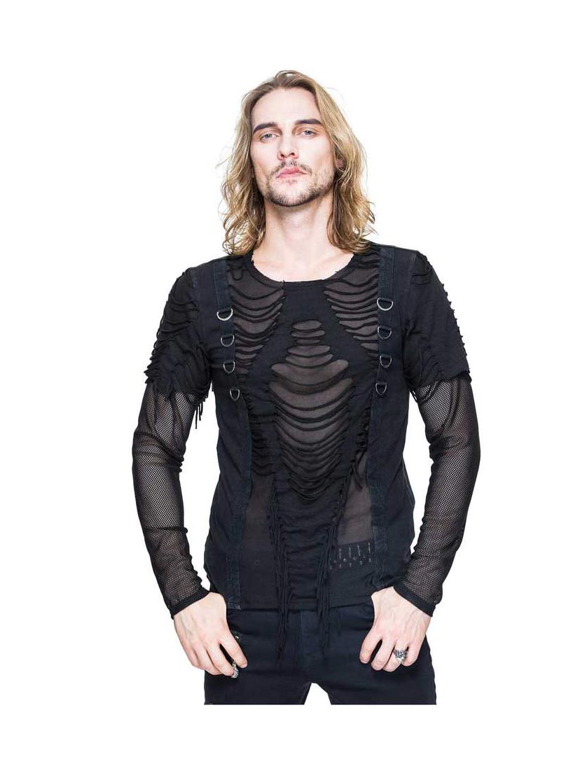 Men's Slashed Mesh Top