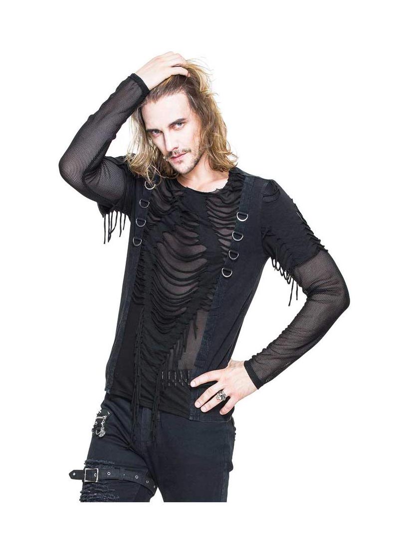 Men's Slashed Mesh Top