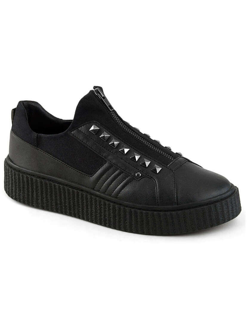 Black zipper creeper sneakers | SNEEKER-125