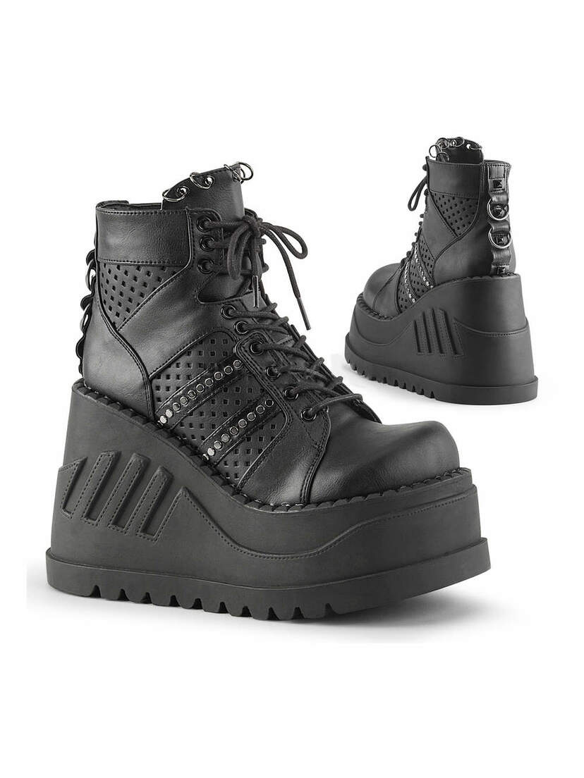 Stomp-12 Black platform wedge shoe