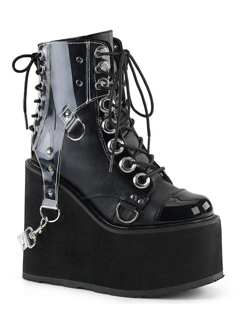 SWING-115 Wedge Platform Boots w/ PVC Harness
