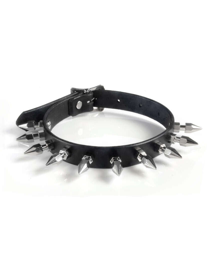 Tall Hex Spike Leather Choker Tall Hex Spike Leather Choker