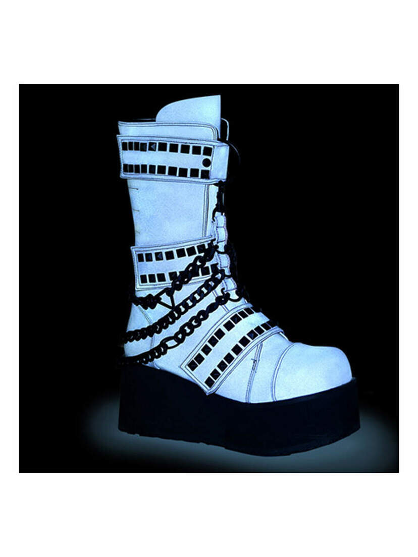 TRASHVILLE-138 Grey Reflective Platform Boots